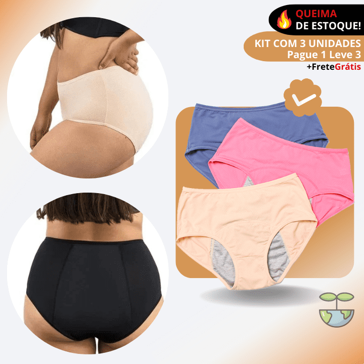 Calcinha Absorvente Confort Eco - Pague 1 Leve 3 + Brinde!